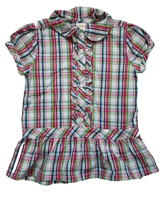 Gymboree Girls  Smart And Sweet Size 5 Plaid Shirt Button Up Pink Blue Collar • $9.99