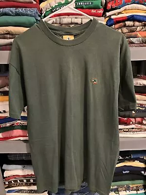 Vintage 90s Duck Head Logo T-Shirt Medium Blank Green Minimal Single-Stitch USA • $14