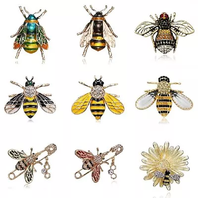 Fashion Enamel Rhinestone Insect Brooches For Women Men Bee Crystal Jewelry Gift • $3.40