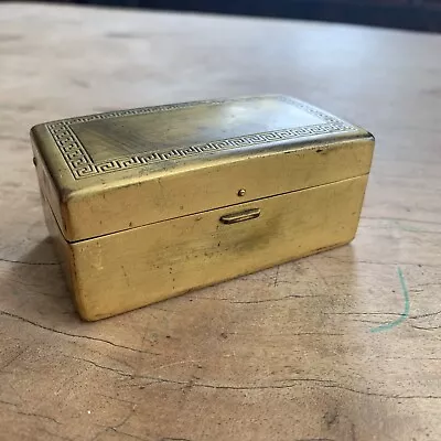 Lovely Vintage Rectangular Brass Box W/ Decorative Border On Top  FREE SHIPPING! • $45