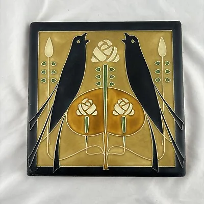 Motawi Tileworks 8x8 Songbirds Golden Art Tile Glasgow Style Art Nouveau • $149.97