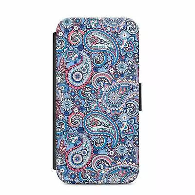 £12.99 • Buy Blue Paisley Pattern Faux Leather Flip Case Wallet For IPhone / Samsung
