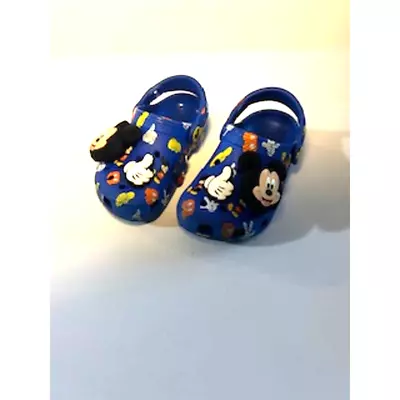CROCS Disney Mickey Mouse Clogs Sandals Blue With Decoration Kids Size C 8 • $25