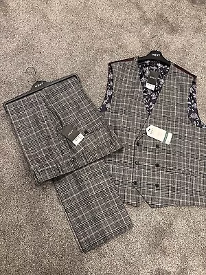 2pcs Men’s Waistcoat & Trouser Set. Waistcoat Size 44R & Trouser 36R Rrp £100 • £32