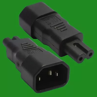 Black IEC Socket C14 Male Pin To Figure 8 Eight Male C7 Plug Converter Adaptor • $5.58