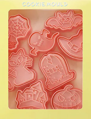 SET/8 HALLOWEEN Autumn COOKIE Mold CUTTERS Pumpkin Spider Ghost Witch Hat Cat  • $11.99