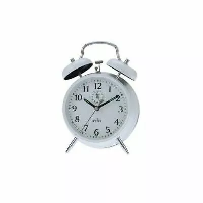 Acctim Saxon Wind Up Large Double Bell Alarm Clock White Mechanical 12622 • £15.47