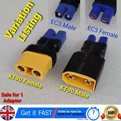 EC3 To XT90 Female Male Plug Connector Adapter For RC Lipo Battery Charger ESC • £5.49