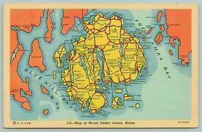 Mount Desert Island ME Map~Salisbury Otter Creek Bar Harbor Manset 1936 Linen • $12