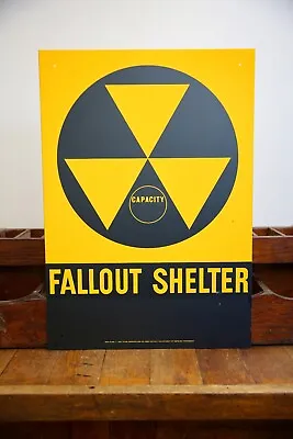 Vintage 1950s Civil Defense Fallout Shelter Sign Cold War Atomic Bomb Military • $27.99