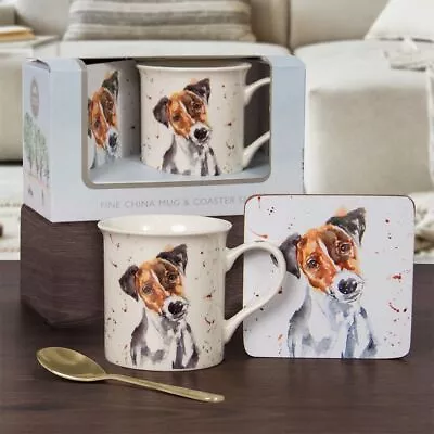 Jack Russell Dog Mug & Coaster Set Man's Best Friend Fine China - Boxed Gift  • £10.99