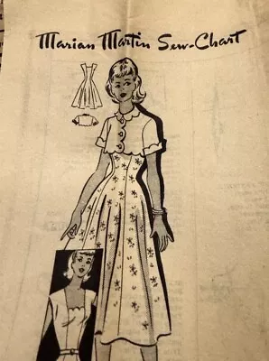 Vintage Sewing Pattern 1950s Dress Marian Martin  #9078 Unprinted Size 12 • $13.04