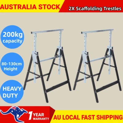 $62.99 • Buy 2 Adjustable Trestle Work Stand Carpentry Handyman Scaffold Saw Horse Bench Tool