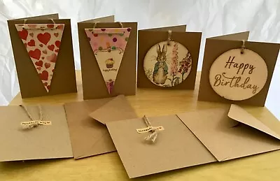 £2.99 • Buy Beautiful Wooden Keepsake Plaque Greetings Cards - Birthday, Mum, Love & More
