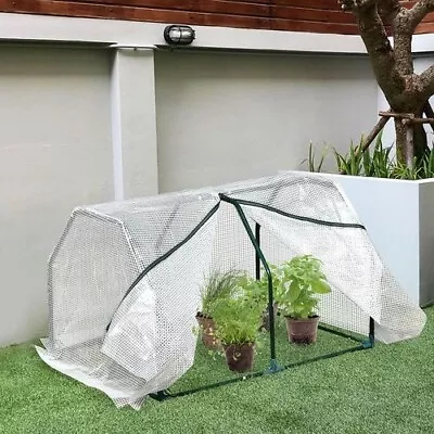 Outsunny Mini Cover W/ Steel Frame Greenhouse Grow House | 99x71x60 Cm  White • £21.95