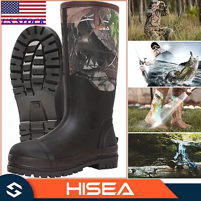 HISEA Men's Rain & Snow Boots Neoprene Rubber Insulated Muck Chore Working Boots • $66.99