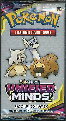 Pokemon S&M Unified Minds SAMPLE / FUN Booster Pack - 3 Cards / Pack - SEALED • $3.99