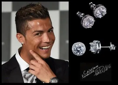 £7.95 • Buy Men’s/Teen's: Ronaldo 10mm 18ct White Gold Plate Crystal Diamond Earrings