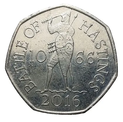 Great Britain 50 Pence 2016 Coin  Elizabeth II Battle Of Hastings W64 • £3.99