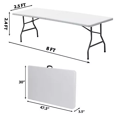 8FT Plastic Folding Table Portable Dining Picnic Party Table W/ Carrying Handle • $87.58