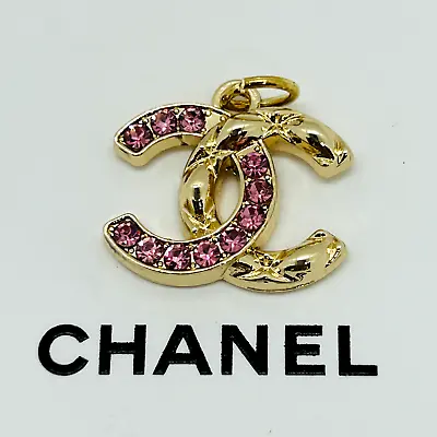 CHANEL Vintage Necklace Charm Parts Pink X Gold 18 × 14mm With Engraving • $39.99