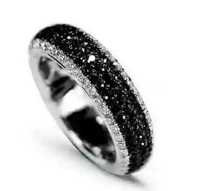 3 Ct Simulated Black Diamond Men's Eternity Band Ring 14K Two Tone Gold Plated • $97.50