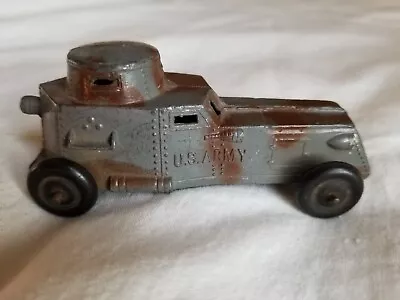 Vintage 1940s Tootsie Toy US Army Armored Tank Car ~ Camouflage Vehicle~ NICE • $30