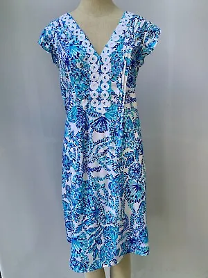 Lilly Pulitzer Dress Size M L Joan Tunic Dress Shell Me You Love Me Blue • $74.99