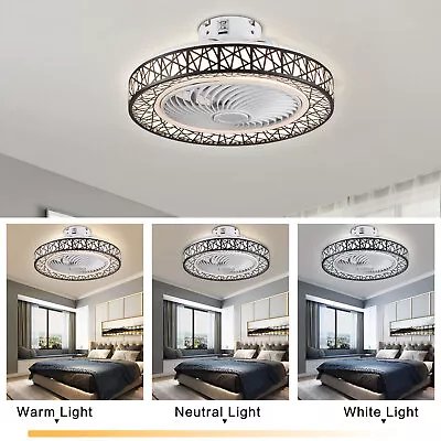 23  Modern Chandelier Invisible Ceiling Fan Light LED Lamp Dimmable With Remote • $68.62