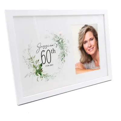£14.99 • Buy Personalised 60th Birthday Photo Frame Gift With Botanical Design WFM-193