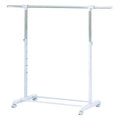 Adjustable Rolling Garment Rack - Metal Chrome White • $12.79