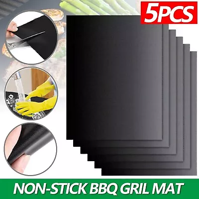 BBQ Grill Mats Reusable Baking Cooking Sheet Non-Stick Barbecue Grill Mat Pad • $14.49