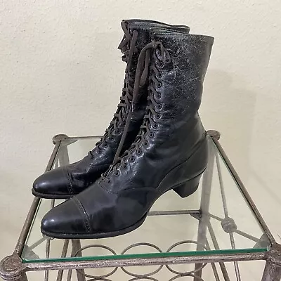 Friedman Shelby Branch Victorian Boots Black Leather 1900’s ??cycling ???sz ??? • $84.15