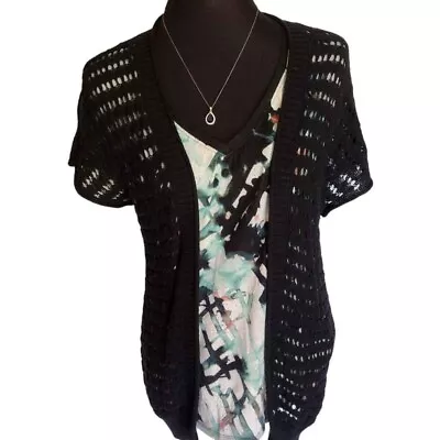 Mossimo Womens Blouse Cardigan Small Jesey Loose Knit Cardigan Sweater Black • $10.49