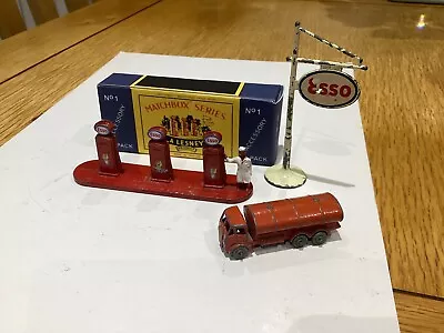 Matchbox Accessory Pack A-1a Esso Pumps + ERF Tanker + Sign And Repro Box • $34.81