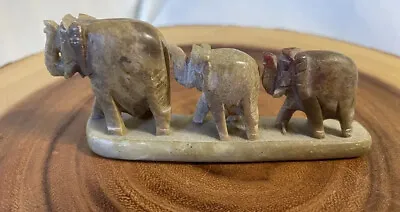 Chelsea Marble Three Elephants Walking Family Figurine Collectible Made In India • $32.98