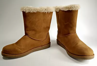 Airwalk Winter Boot Woman 10 Slip On Faux Leather Fur Suede Warm Outdoor Tan • $4.50