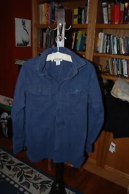 $15 • Buy Vintage L.L. Bean Shirt Mens Medium  Dark Blue Chamois Cloth Long Sleeve Button 