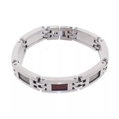 Men's Stainless Steel And Copper Cable Link 8.5  Bracelet • $29.99