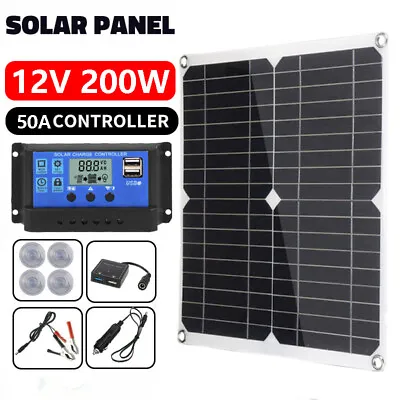 12V 200W Solar Panel Kits Battery Charger 50A Controller Caravan RV Boat Camping • £21.99
