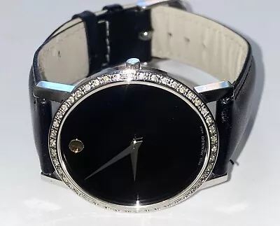 Authentic Movado Museum Black Dial Diamond Men's Wristwatch • $172.50