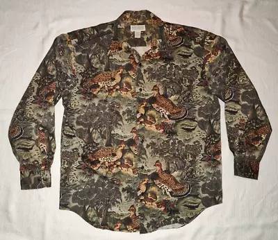 WOW VTG Banana Republic Safari & Travel Clothing Co. Hunting Shirt Birds Quail M • $21.99