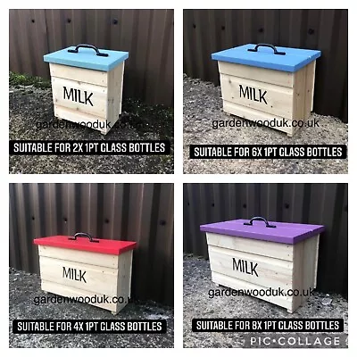 Doorstep Wooden Milk Box. Porch Storage. Milk Holder Crate - 1pt Glass Bottles • £39.50