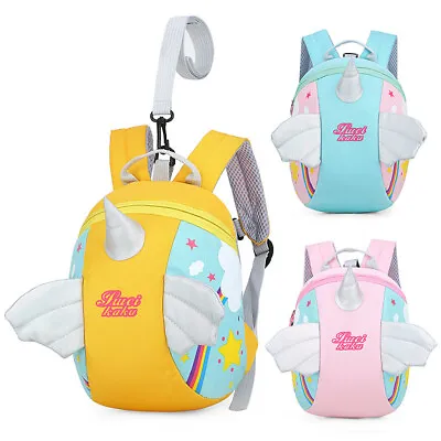 Toddler Girls Baby Unicorn Backpack Safety Anti-lost Strap Rucksack With Reins • £9.59