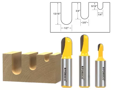 Long Reach 3 Bit Core Box Router Bit Set - 1/2  Shank - Yonico 14360 • $18.95