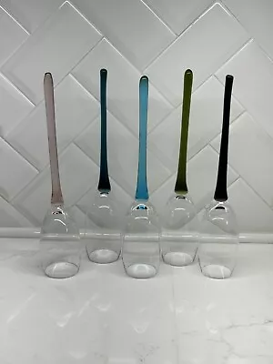 X5~Handblown Footless Toasting Flutes~Multicolored Bouquet~Champagne/Wine~MINT • $25