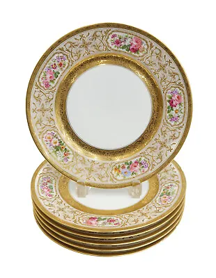 6 Charles Ahrenfeldt Limoges Depose French Porcelain Dinner Plates C1900 • $382.50