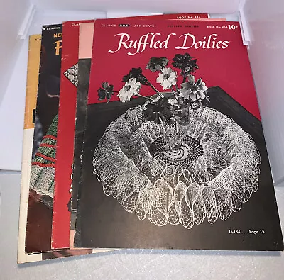 Vintage Crochet Pattern Books Lot Of 5 Ruffled Doilies Pot Holders Sweaters • $19.99