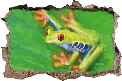 Small Green Frog On Leaf Art Brush Effect - 3D Look Breakthrough Wall Deaf • £17.20