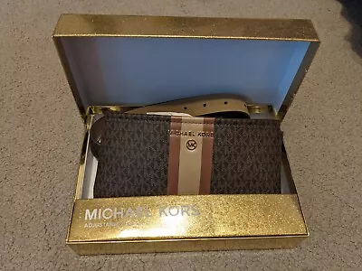 NWT Michael Kors Brown Adjustable Logo Belt Bag With Stripe • $25